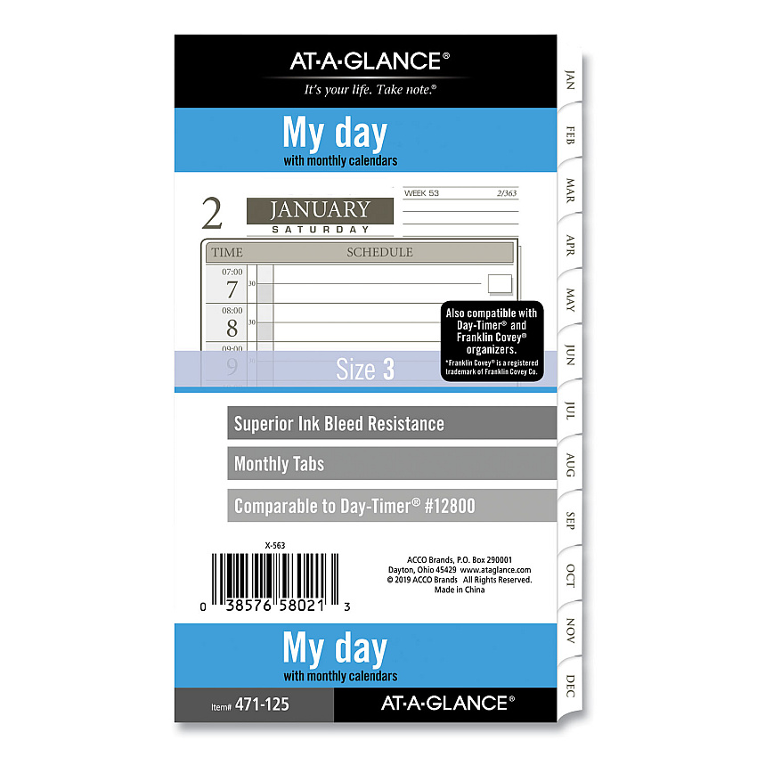 AT-A-GLANCE 1-Page-Per-Day Planner Refills, 6.75 x 3.75, White Sheets, 12-Month (Jan to Dec): 2023 (47112521)
