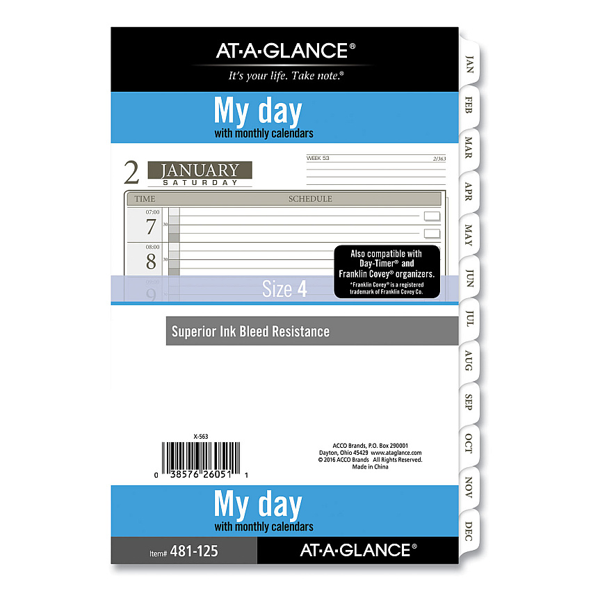AT-A-GLANCE 1-Page-Per-Day Planner Refills, 8.5 x 5.5, White Sheets, 12-Month (Jan to Dec): 2023 (48112521)