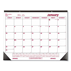 Brownline Monthly Desk Pad Calendar, 22 x 17, White/Burgundy Sheets, Black Binding, Black Corners, 12-Month (Jan to Dec): 2023 (C1731)