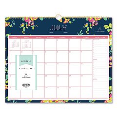Blue Sky Day Designer Peyton Academic Wall Calendar, Floral Artwork, 15 x 12, White/Navy Sheets, 12-Month (July-June): 2022-2023 (107934)