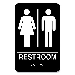 COSCO Indoor Restroom Door Sign, Unixex 5.5 x 8.5, Black/White (098096)