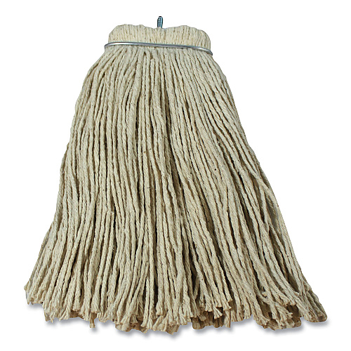 Impact Layflat Regular Screw-Type Mop Head, Cotton, 20 oz, 1" Headband, White (12120EA)