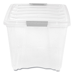 IRIS Stack and Pull Latching Flat Lid Storage Box, 13.5 gal, 22" x 16.5" x 13.03", Clear (100243)