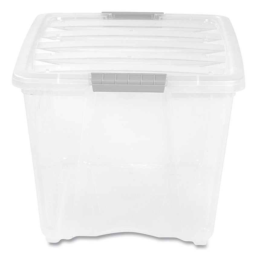 IRIS Stack and Pull Latching Flat Lid Storage Box, 13.5 gal, 22" x 16.5" x 13.03", Clear (100243)