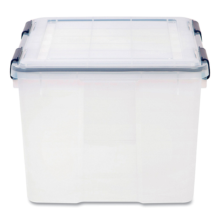 Iris WEATHERTIGHT Latching Flat Lid Storage Box, 11.5 gal, 15.7" x 19.7" x 11.7", Clear (110455)