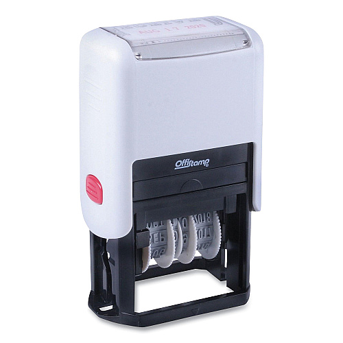 Offistamp Self-Inking Message Stamp with Blank "By" Line, 12 Years, RECEIVED, 1.63" x 0.88", Black/Red Ink (034507)