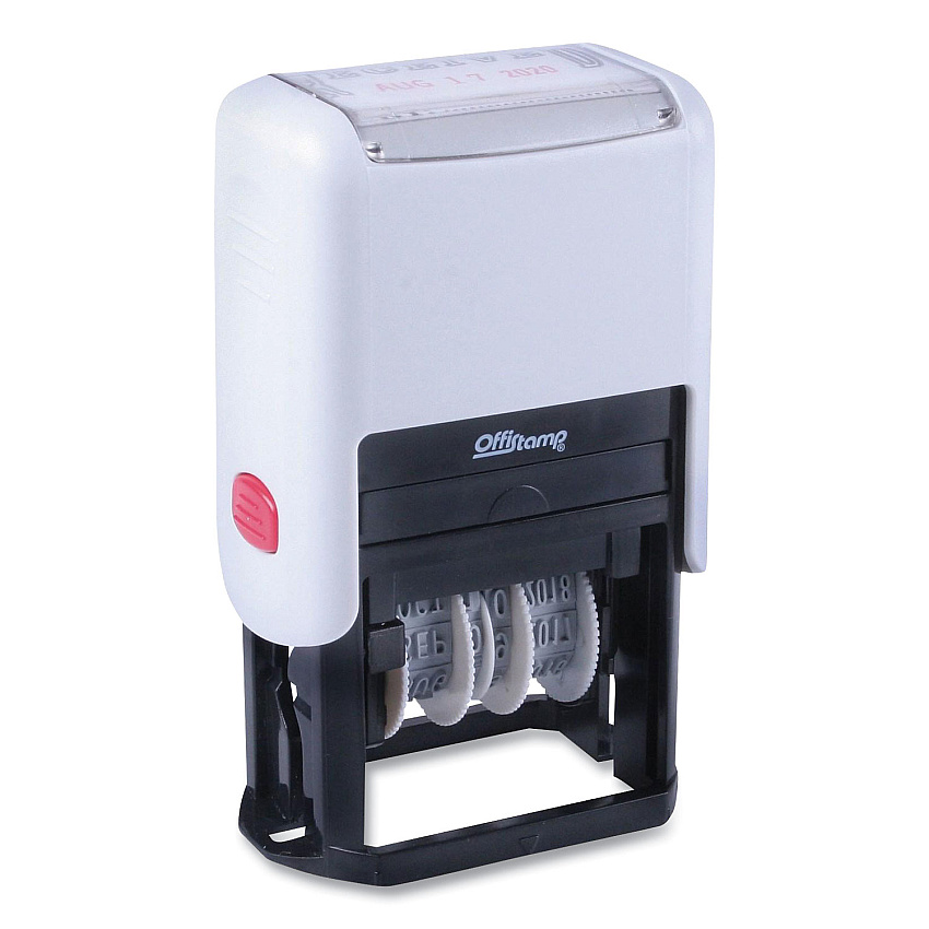 Offistamp Self-Inking Message Stamp with Blank "By" Line, 12 Years, RECEIVED, 1.63" x 0.88", Black/Red Ink (034507)