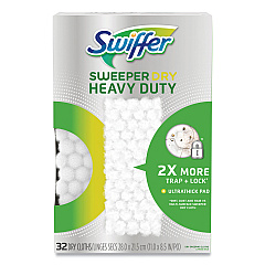Swiffer Heavy-Duty Dry Refill Cloths, White, 11 x 8.5, 32/Pack (77198)