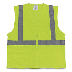 PIP ANSI Class 2 Two-Pocket Zipper Mesh Safety Vest, X-Large, Hi-Viz Lime Yellow (3020702ZLYXL)