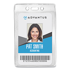 Advantus Security ID Badge Holders, Prepunched for Chain/Clip, Vertical, Clear 3.13" x 4.88" Holder, 2.75" x 4.25" Insert, 50/Box (75419)