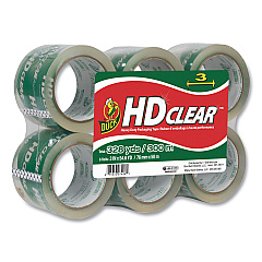 Duck Heavy-Duty Carton Packaging Tape, 3" Core, 3" x 54.6 yds, Clear, 6/Pack (0007496)