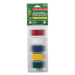 Duck Electrical Tape, 1" Core, 0.75" x 12 ft, Assorted Colors, 5/Pack (280303)