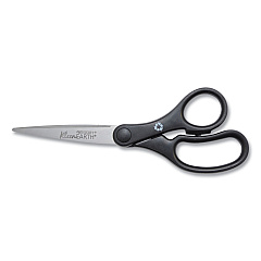 Westcott KleenEarth Basic Plastic Handle Scissors, Pointed Tip, 7" Long, 2.8" Cut Length, Black Straight Handle (15582)