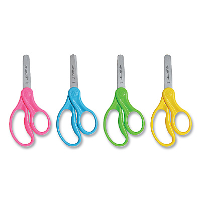 Westcott For Kids Scissors, Blunt Tip, 5" Long, 1.75" Cut Length, Randomly Assorted Straight Handles (13130)