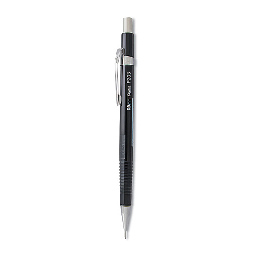 Pentel Sharp Mechanical Pencil, 0.5 mm, HB (#2.5), Black Lead, Black Barrel (P205A)
