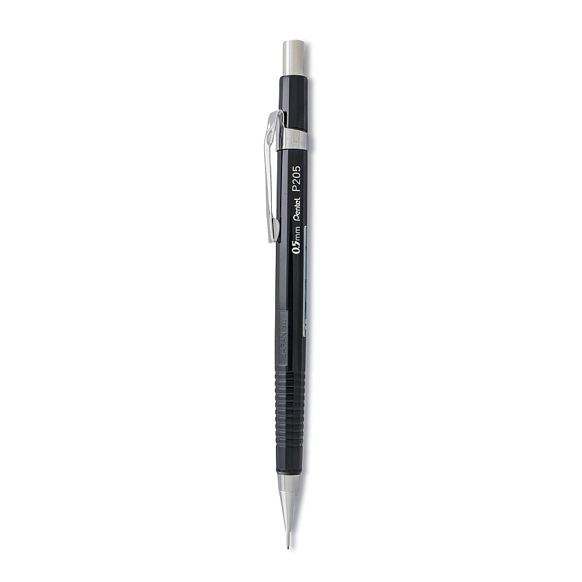 Pentel Sharp Mechanical Pencil, 0.5 mm, HB (#2.5), Black Lead, Black Barrel (P205A)