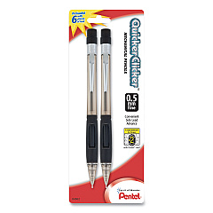 Pentel Quicker Clicker Mechanical Pencil, 0.5 mm, HB (#2.5), Black Lead, Smoke Barrel, 2/Pack (PD345BP2K6)
