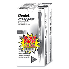 Pentel Champ Mechanical Pencil, 0.5 mm, HB (#2.5), Black Lead, Translucent Black Barrel, 24/Pack (AL15ASW2)