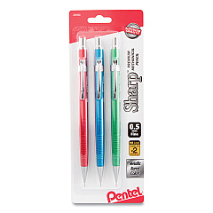 Pentel Sharp Mechanical Pencil, 0.5 mm, HB (#2.5), Black Lead, Assorted Barrel Colors, 3/Pack (P205MBP3M1)