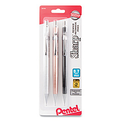 Pentel Sharp Mechanical Pencil, 0.7 mm, HB (#2.5), Black Lead, Assorted Barrel Colors, 3/Pack (P207MBP3M)