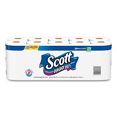 Scott 1000 Bathroom Tissue, Septic Safe, 1-Ply, White, 1000 Sheet/Roll, 20/Pack (20032)