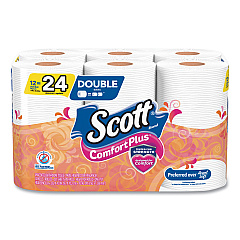 Scott ComfortPlus Toilet Paper, Double Roll, Bath Tissue, Septic Safe, 1-Ply, White, 231 Sheets/Roll, 12 Rolls/Pack (47618)