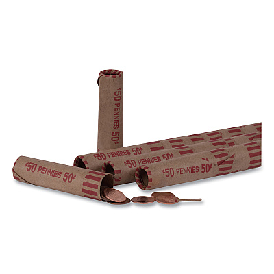Pap-R Products Preformed Tubular Coin Wrappers, Pennies, $.50, 1000 Wrappers/Box (20001)