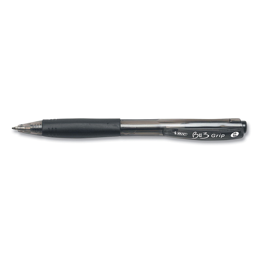BIC BU3 Ballpoint Pen, Retractable, Medium 1 mm, Black Ink, Black Barrel, 18/Pack (BU3P18BLK)