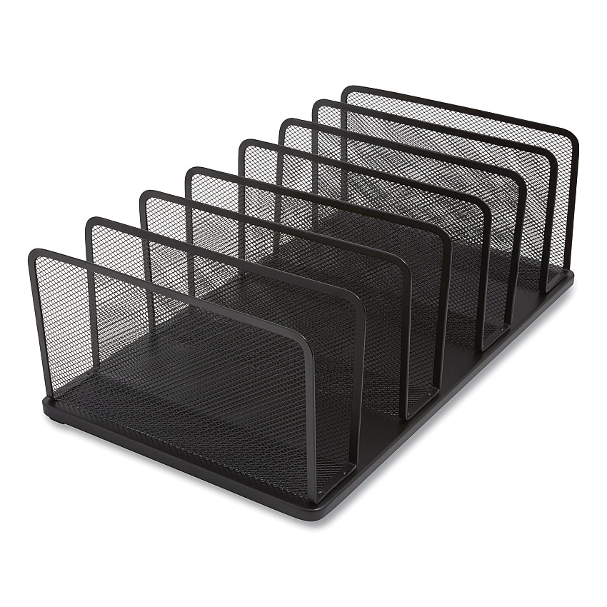 TRU RED Wire Mesh Vertical Document Sorter, 7 Sections, Letter-Size, 8.54 x 15.43 x 8.77, Matte Black (24402456)