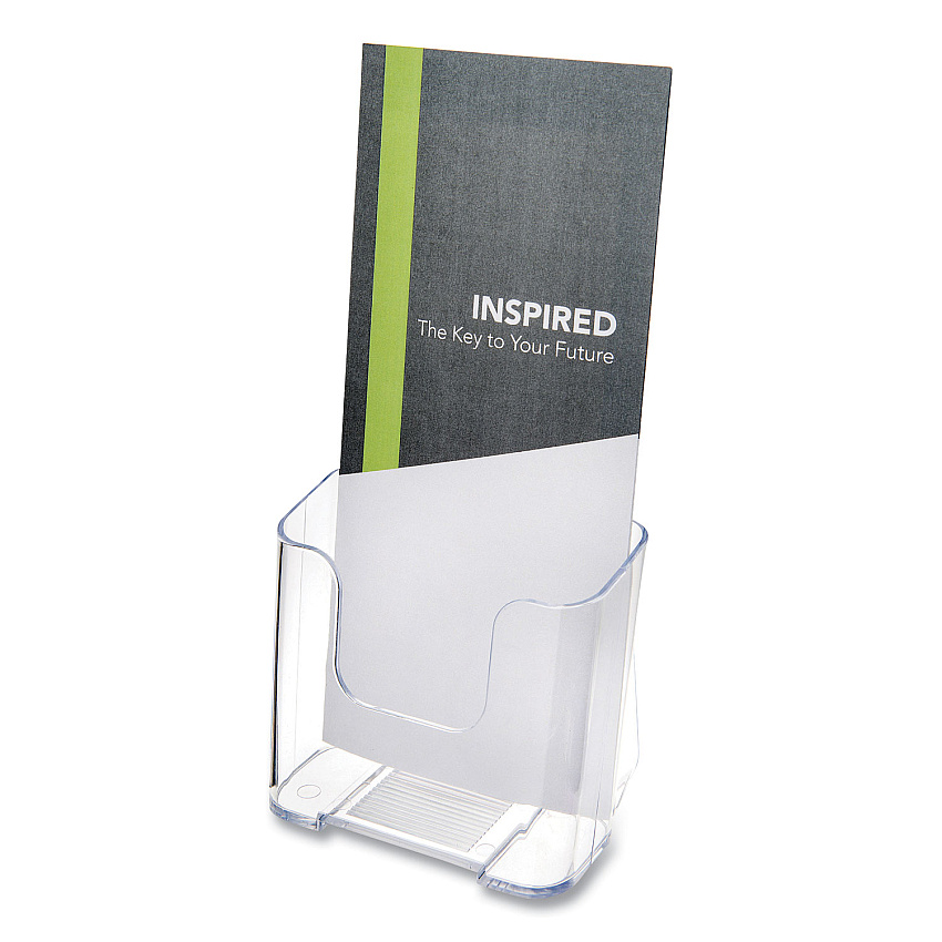 deflecto DocuHolder for Countertop/Wall-Mount, Leaflet Size, 4.37w x 3.25d x 3.87h, Clear (75001)