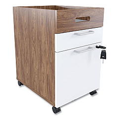Union & Scale Essentials Mobile Pedestal File, Left or Right, 2-Drawers: Box/File, Legal/Letter, White/Espresso, 15.5" x 21.2" x 24.2" (24398968)