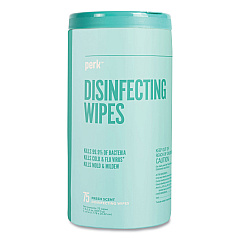 Perk Disinfecting Wipes, 7 x 8, Fresh,75 Wipes/Canister (24411130)