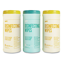 Perk Disinfecting Wipes, 7 x 8, Fresh/Lemon, 35 Wipes/Canister, 3 Canisters/Pack (24411132)
