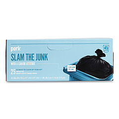 Perk Twist-Tie Heavy-Duty Trash Bags, 45 gal, 1.1 mil, 45" x 38", Black, 25/Box (24377877)