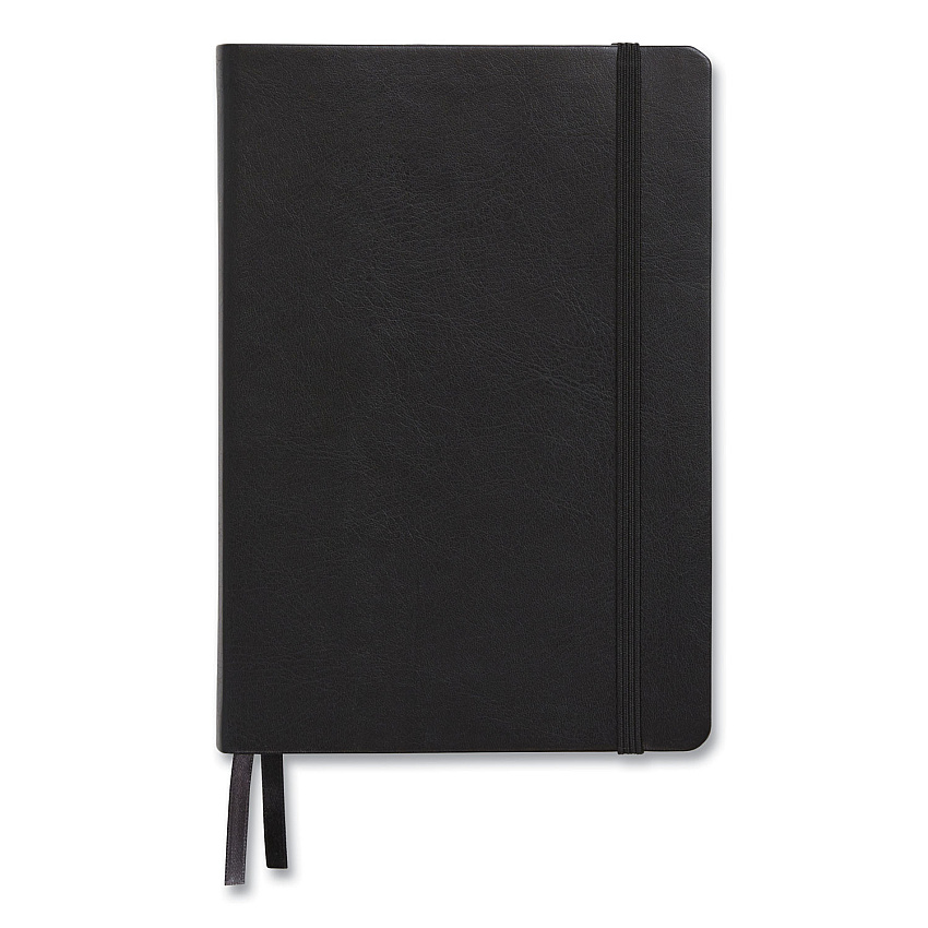 TRU RED Flexible-Cover Business Journal, Elastic Closure, 1 Subject, Quadrille Rule, Black Cover, 8 x 5.5, 128 Sheets (24377294)