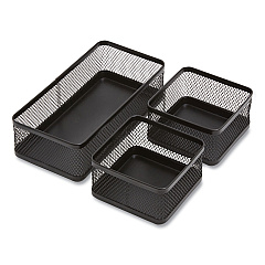 TRU RED Three Compartment Stackable Wire Mesh Desk Organizer, 8.46 x 4.92 x 4.33, Black (24402473)