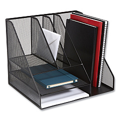 TRU RED Wire Mesh Combination Organizer, Vertical/Horizontal, 8 Sections, Letter-Size, 12 x 12 x 13.97, Matte Black (24402452)
