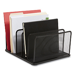 TRU RED Wire Mesh Vertical Document Sorter, 5 Sections, Letter-Size, 11.57 x 12.83 x 6.69, Matte Black (24402494)