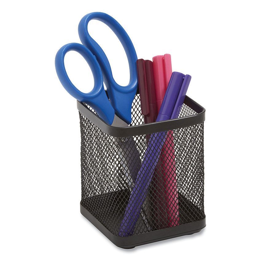 TRU RED Wire Mesh Pencil Holder, 3.46 x 3.46 x 4.33, Black (24402480)