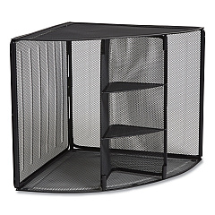 TRU RED Wire Mesh Corner Organizer, Four Sections, 5.28 x 14.17 x 19.37, Black (24404806)