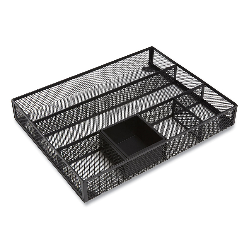 TRU RED Mesh Drawer Organizer, Six Compartment, 15.43 x 12.2 x 2.68, Black (24402497)