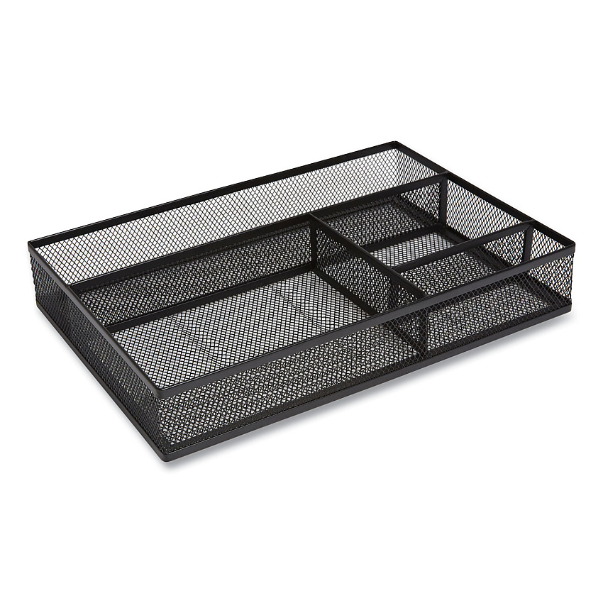 TRU RED Mesh Drawer Organizer, Four Compartment, 13.58 x 9.45 x 2.2, Black (24402479)