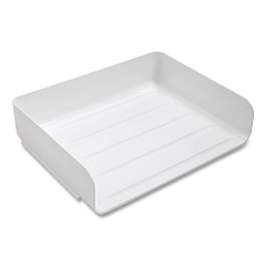 TRU RED Side-Load Stackable Plastic Document Tray, 1 Section, Letter-Size, 12.63 x 9.72 x 3.01, White, 2/Pack (24380797)