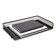 TRU RED Side-Load Stackable Wire Mesh Document Tray, 1 Section, Legal-Size, 17.32 x 9.84 x 2.76, Matte Black (24402477)