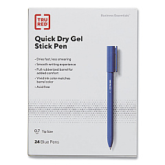 TRU RED Quick Dry Gel Pen, Retractable, Fine 0.5 mm, Blue Ink, Blue Barrel, Dozen (24377038)