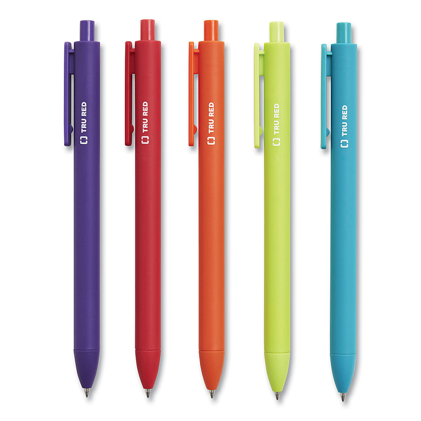 TRU RED Quick Dry Gel Pen, Retractable, Medium 0.7 mm, Assorted Ink and Barrel Colors, 5/Pack (24377024)