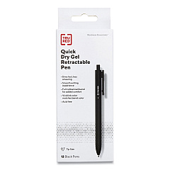TRU RED Quick Dry Gel Pen, Retractable, Medium 0.7 mm, Black Ink, Black Barrel, Dozen (24377026)