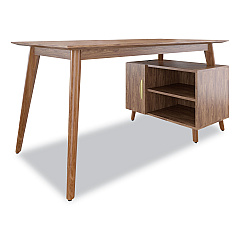 Union & Scale MidMod Storage Desk, Gold Pull, 59.7" x 29.4" x 29.5", Espresso (24398973)