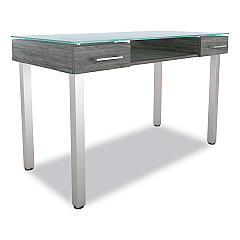 Union & Scale Prestige Glass Writing Desk, 47.1" x 23.5" x 29.5", Gray (24398955)