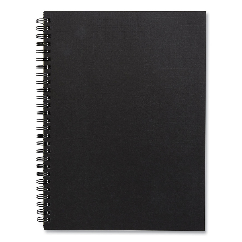 TRU RED Wirebound Soft-Cover Notebook, 1 Subject, Narrow Rule, Black Cover, 9.5 x 6.5, 80 Sheets (24377305)